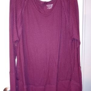 Time and Tru burgundy long sleeve waffle shirt